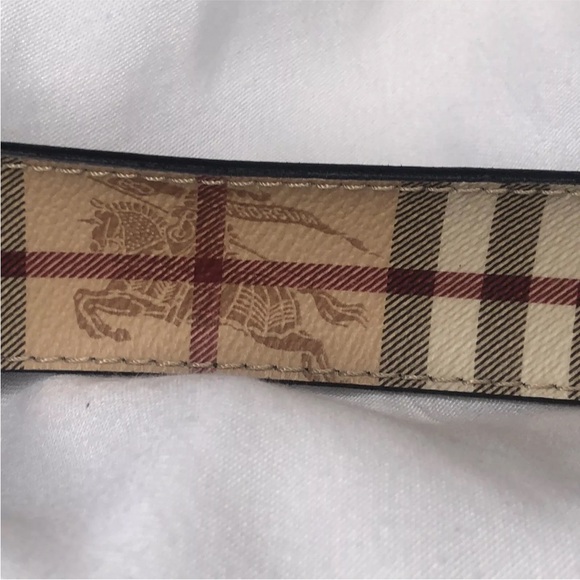 BURBERRY Nova Check PVC Leather Belt 40/100 Italy No Buckle Made In Italy - Picture 15 of 16